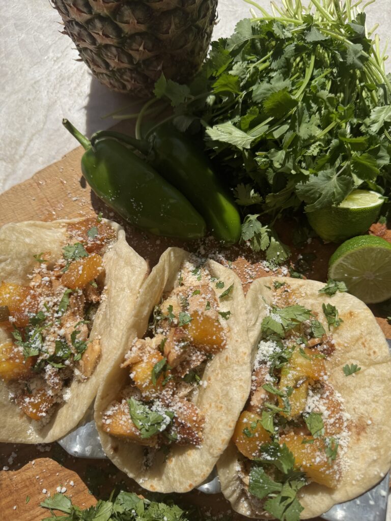 One Pan Pineapple Chicken Tacos
