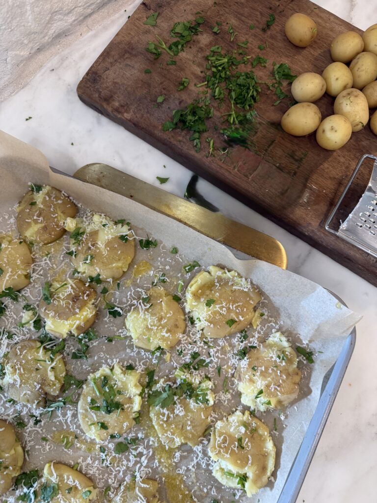 Butter Garlic Smashed Potatoes